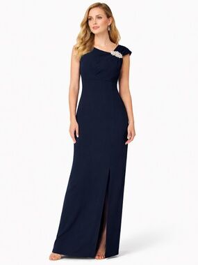 SLNY - Asymmetric Draped Brooch Gown